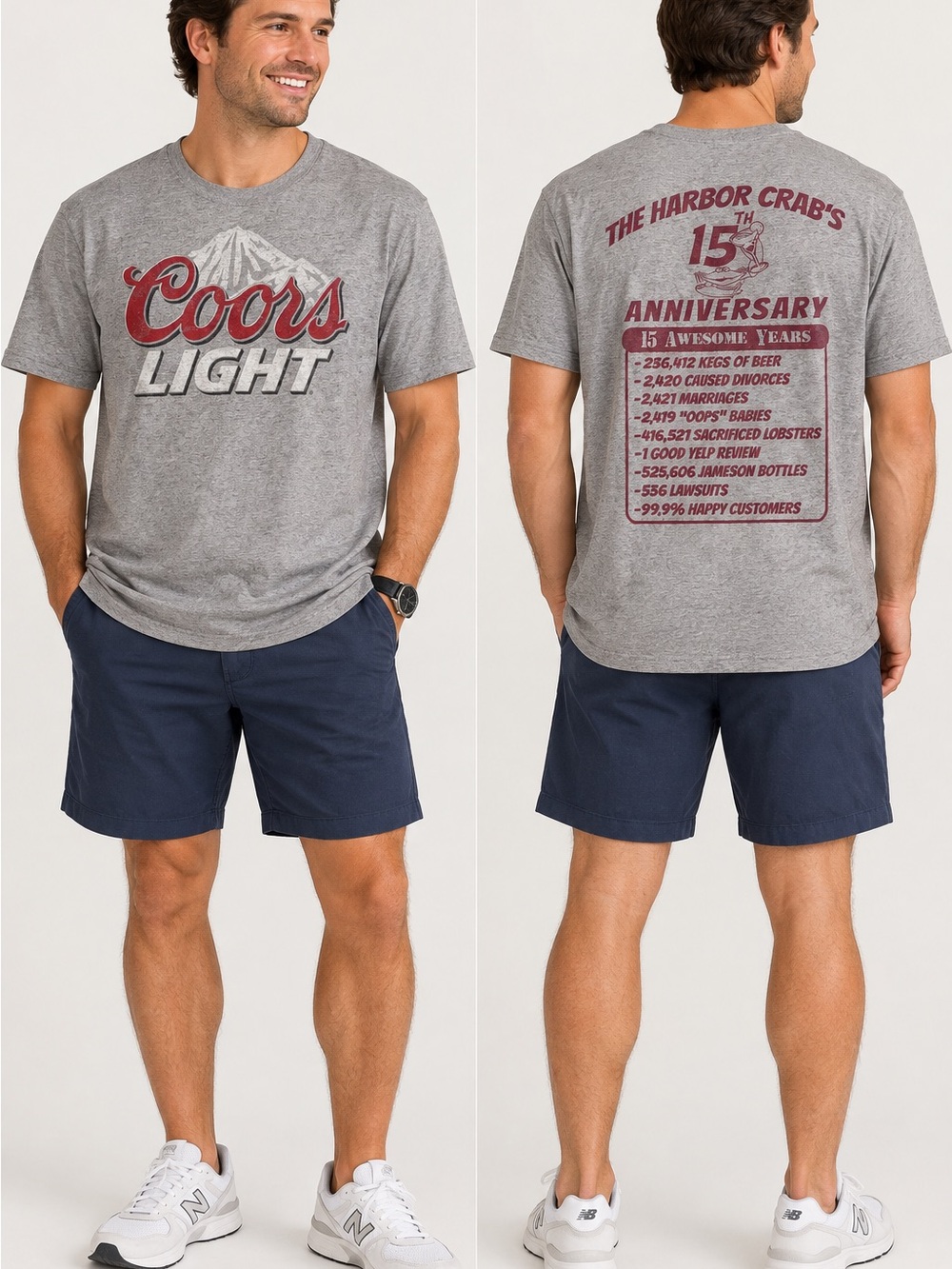 Coors Light Harbor Crab’s 15th Anniversary Graphic T-Shirt Gray L